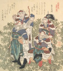 Five Great Soldiers of Shoku, 19th century. Creator: Gakutei.