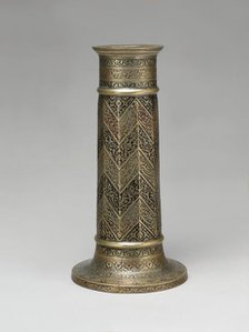 Engraved Lamp Stand with Chevron Pattern, Iran, dated A.H. 986/ A.D. 1578-79. Creator: Unknown.