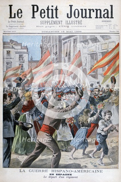 Departure of the regiment in Spain, Spanish-American War, 1898. Artist: Henri Meyer