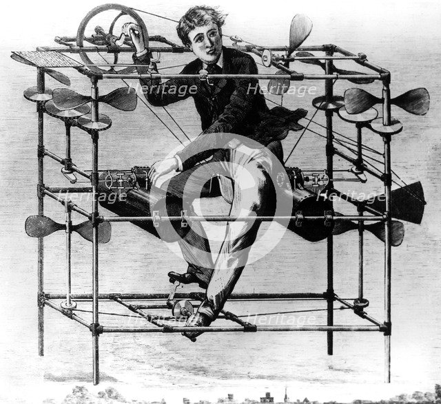 Ayre's aerial machine, 1885. Artist: Unknown