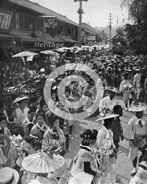 Geisha procession, Yokohama Jubilee, Japan, 1909. Artist: Unknown