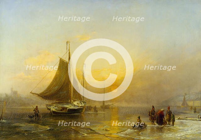 The Stockholm Stream in Wintertime, 1850. Creator: Johan Kristian Berger.