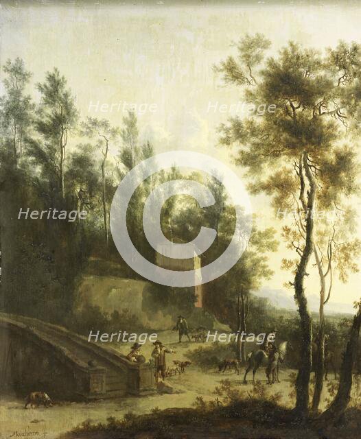 Italian Landscape with Hunters, 1660-1686. Creator: Frederik de Moucheron.