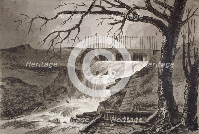 View of the the outlet of the Serpentine, Hyde Park, London, 1818.                                   Artist: John Claude Nattes