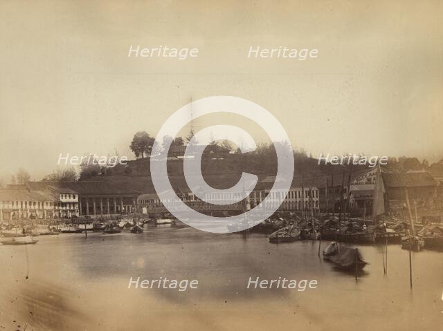 A view of Fort Canning from the Singapore River, between 1860 and 1900. Creator: Unknown.