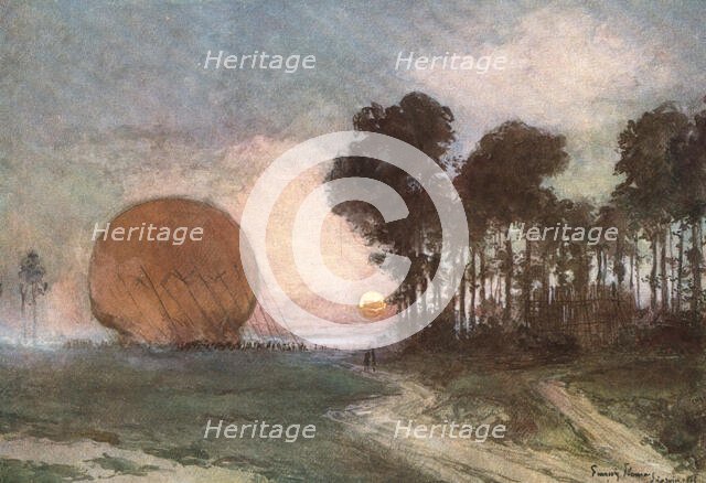 ''Les Batailles de l'Artois; le rentree du ballon (nord d'Arras)', 1915. Creator: Francois Flameng.