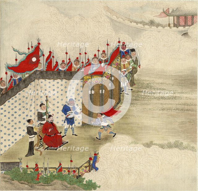 Chinese prince receiving courier, ca 1820. Artist: Chinese Master  