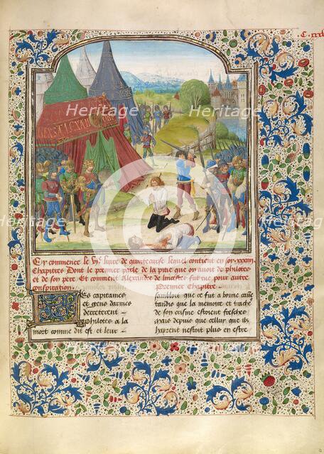 The Execution of Philotas; Livre des fais d'Alexandre le grant, about 1470-1475. Creator: Master of the Jardin de vertueuse consolation.