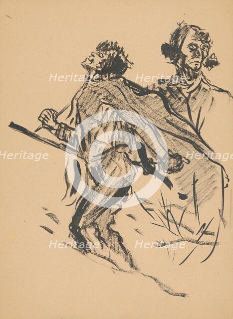 Hunter and figure, 1st half 20th century. Creator: Arnold Peter Weisz-Kubincan.