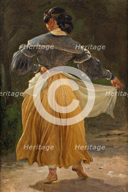 Dancing Roman Woman. Study for Romans Gathered for Merriment at an Osteria, before 1838. Creator: Wilhelm Marstrand.