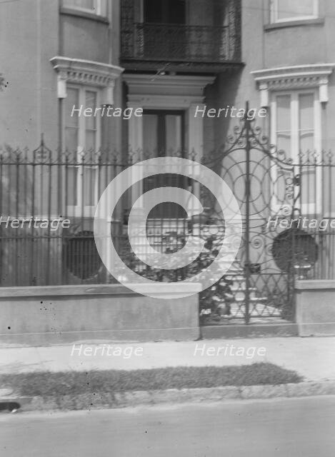 Gate and doorway of a multi-story house, [The James Simmons House, 37 Meeting Street]..., c1920-1926 Creator: Arnold Genthe.