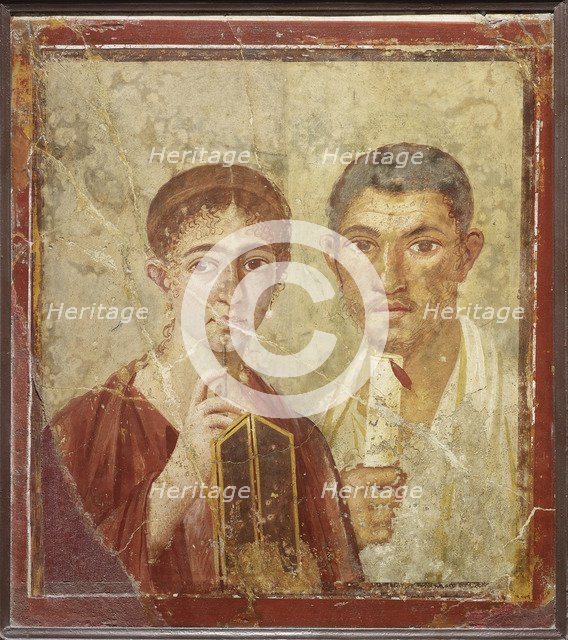 Portrait of the baker Terentius Neo and his wife. Artist: Roman-Pompeian wall painting 
