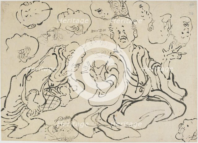 Various Faces, Edo period, ca. 1830. Creator: Hokusai.