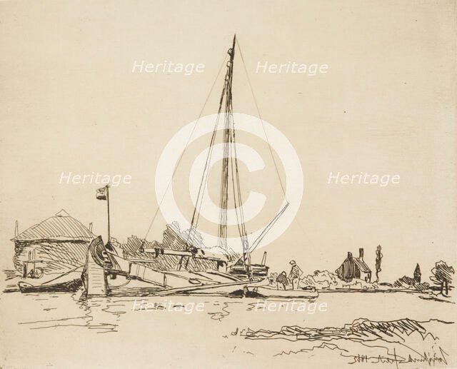 The Moored Boat, 1862. Creator: Johan Barthold Jongkind.
