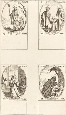 St. Joseph; St. Joachim; St. Benedict, Abbot; St. Catharine of Sweden. Creator: Jacques Callot.