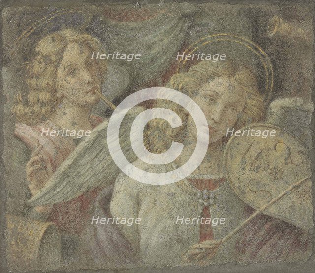 Angels making music, 16th century.