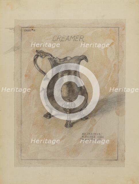 Silver Creamer, 1936/1942. Creator: Eugene Barrell.