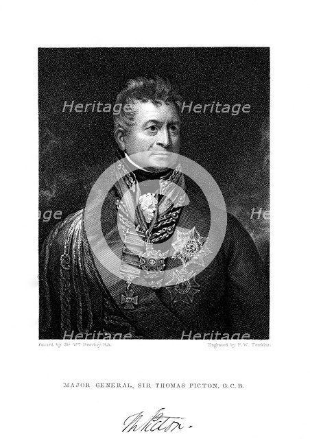 Sir Thomas Picton, British soldier, 19th century.Artist: Peltro William Tomkins