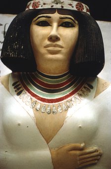 Detail of a sculpture of Nofret, wife of Prince Rahotep, Meidum, 4th Dynasty, c26th century BC. Creator: Unknown.