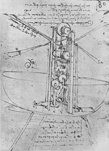 'Drawing of a Flying Machine with a Man Operating It', c1480 (1945). Artist: Leonardo da Vinci.