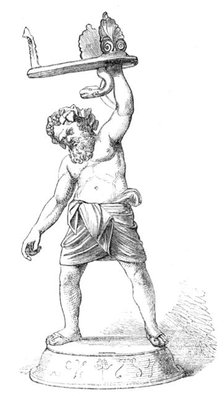 Recent discoveries in the buried city of Pompeii: statuette of Silenus, 1864. Creator: Unknown.