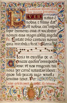 Initial P: The Adoration of the Christ Child; Missal of Bishop Antonio Scarampi, 1567. Creator: Fra Vincentius a Fundis.