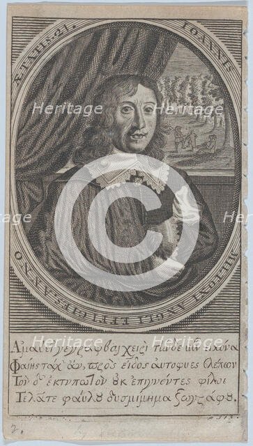 John Milton, Age 21 (frontispiece: Paradise Regained), 1747. Creator: Michael Vandergucht.