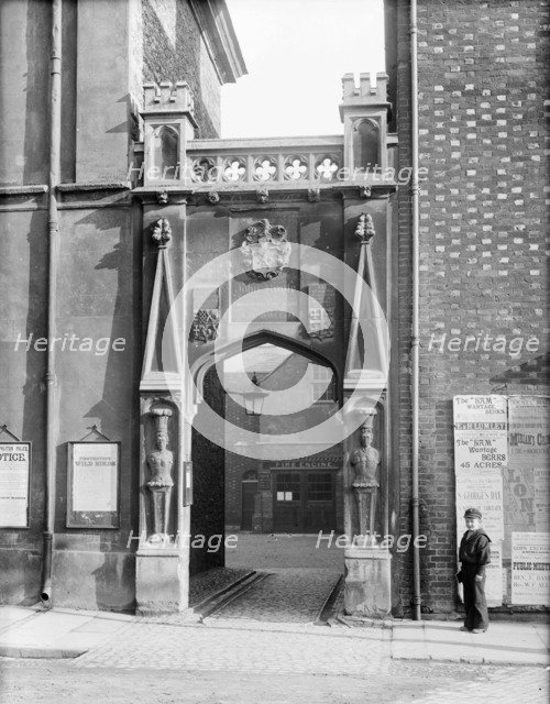 Carved stone gateway to Roysse School, Abingdon, Oxfordshire, c1860-c1922.  Artist: Henry Taunt