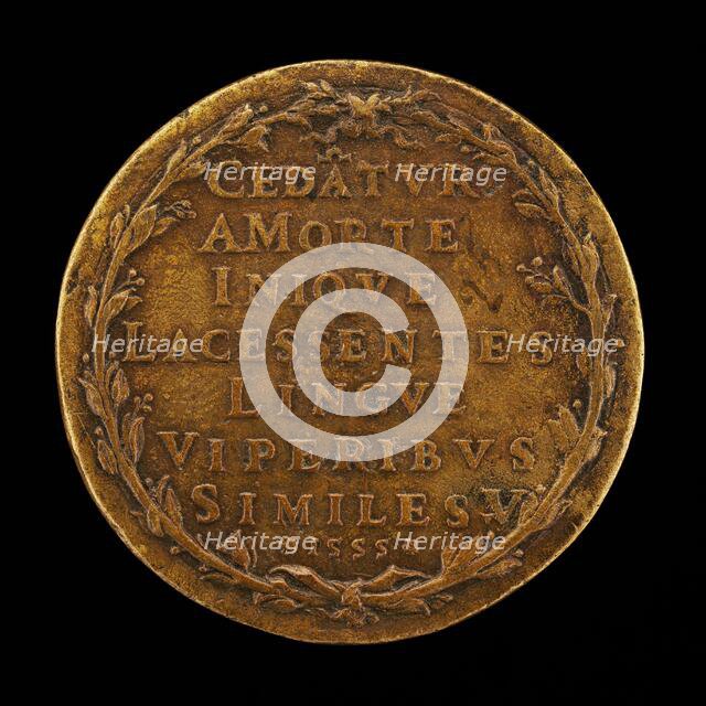 Inscription in a Laurel Wreath [reverse], 1555. Creator: Master I.A.V.F..