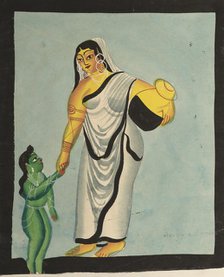 Yasoda Taking the Infant Krishna for a Walk, 1800s. Creator: Unknown.