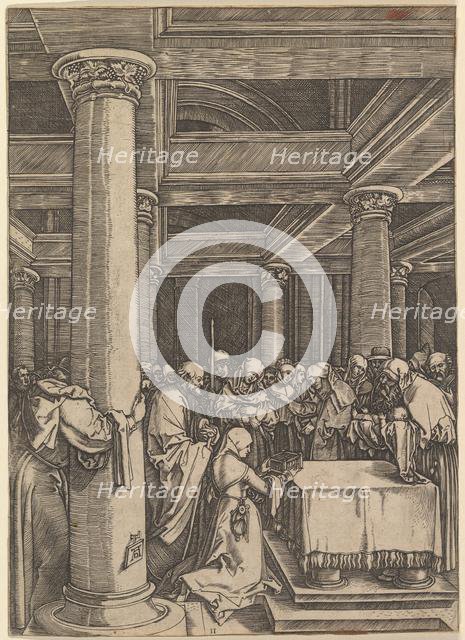 The presentation of Jesus to Simeon in the temple, after Dürer, ca. 1500-1534. Creator: Marcantonio Raimondi.