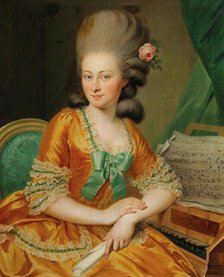 Portrait of a singer at the harpsichord. Creator: Weikert, Georg (1743/45-1799).