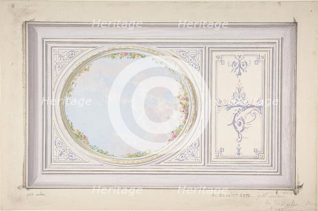 Ceiling Design for the "Petit Salon" of the Duchess of Newcastle, Hôtel Hope, ca. 1867. Creators: Jules-Edmond-Charles Lachaise, Eugène-Pierre Gourdet.