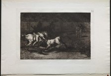 Bullfights: Mariano Ceballos, Alias the Indian, Kills the Bull From his Horse, 1876. Creator: Francisco de Goya (Spanish, 1746-1828).