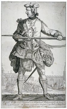 Samuel McPherson, Scottish soldier, 1743. Artist: George Bickham