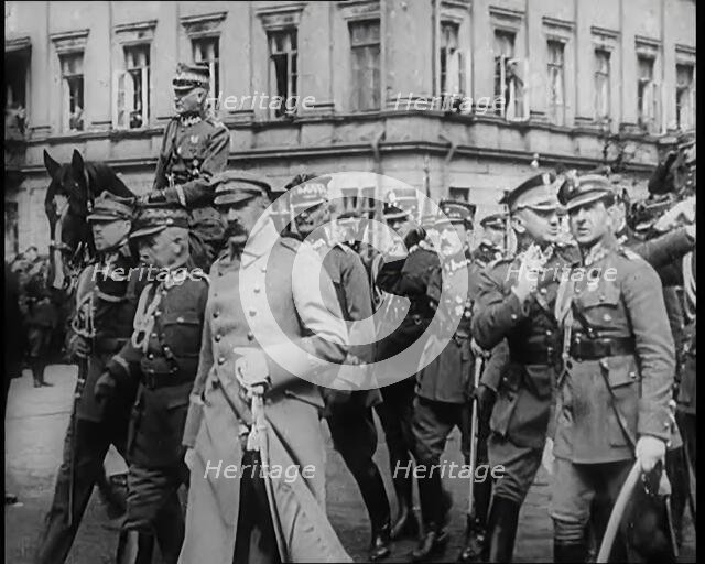 Marshall Jozef Pilsudski Reviewing Troops in Poland, 1926. Creator: British Pathe Ltd.