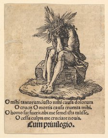 The Man of Sorrows Seated, title page of The Small Passion, ca. 1511. Creator: Albrecht Durer.