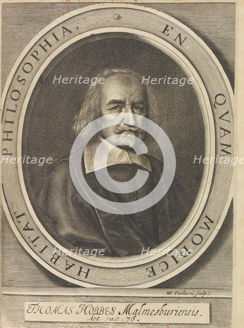 Portrait of Thomas Hobbes (1588-1679), 1642. Creator: Faithorne, William, the Elder (1616-1691).