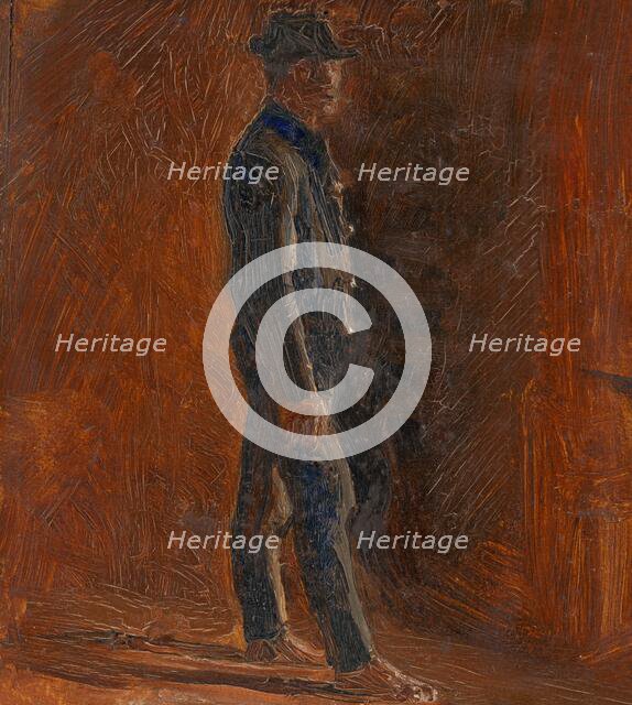 Man Standing Barefoot with a Hat, 1908-1910. Creator: Ladislav Mednyanszky.