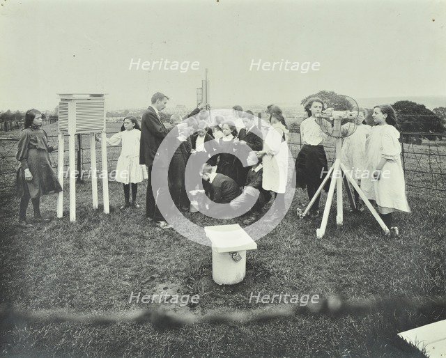 Children taking meteorological observations, Shrewsbury House Open Air School, London, 1908. Artist: Unknown.