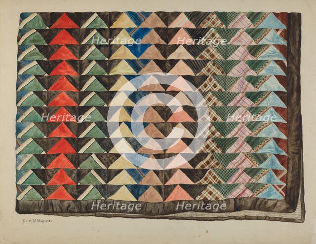Patchwork Quilt, 1935/1942. Creator: Edith Magnette.