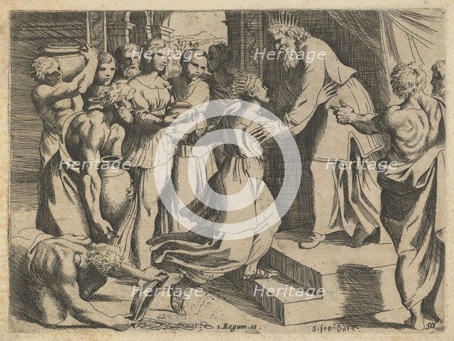 The Queen of Sheba Bringing Gifts to King Solomon. Artist: Rosa (Badalocchio), Sisto (1585-c. 1647)