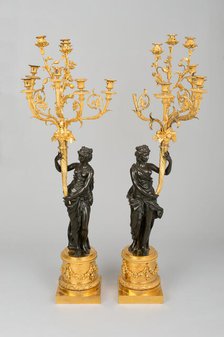 Pair of Eight Light Candelabra, France, c. 1785 or 19th century. Creators: Pierre-François Feuchere, Louis-Simon Boizot.