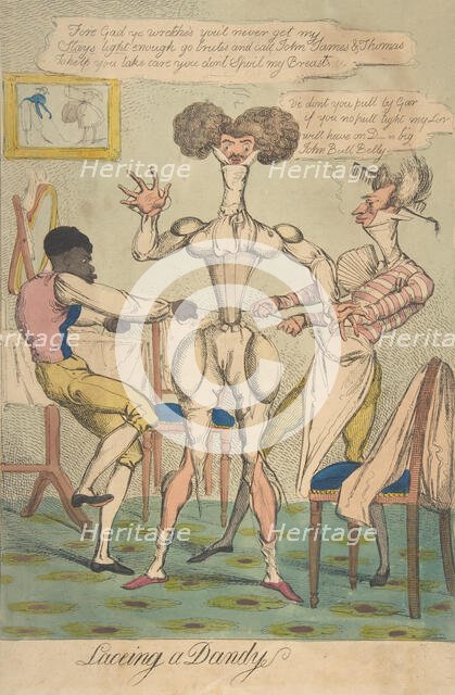 Laceing [sic] a Dandy, January 26, 1819., January 26, 1819. Creator: Anon.