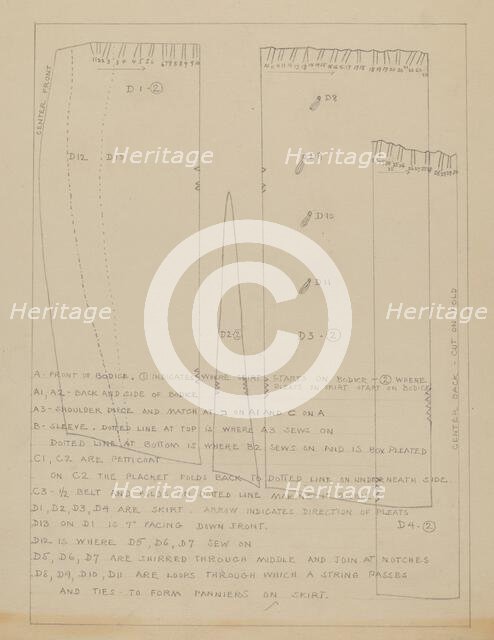 Dress (Pattern), c. 1936. Creator: Nancy Crimi.