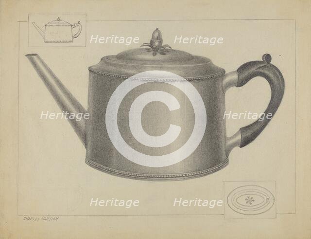 Silver Teapot, c. 1936. Creator: Charles Garjian.