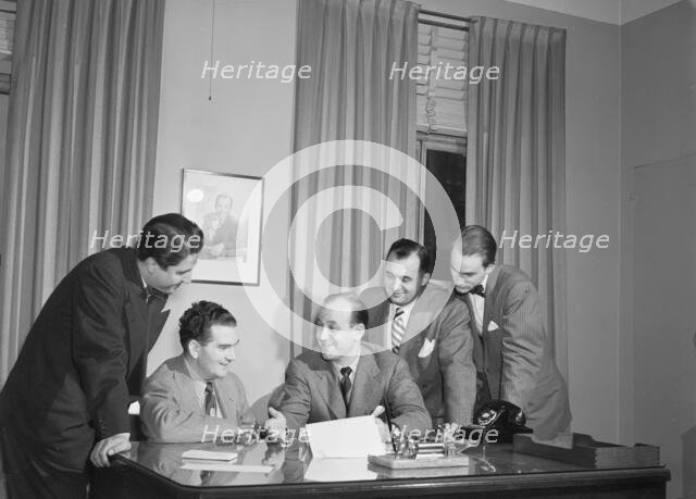 Portrait of Joe Mooney and Milt Gabler(?), Decca office(?), New York, N.Y., ca. Dec. 1946. Creator: William Paul Gottlieb.