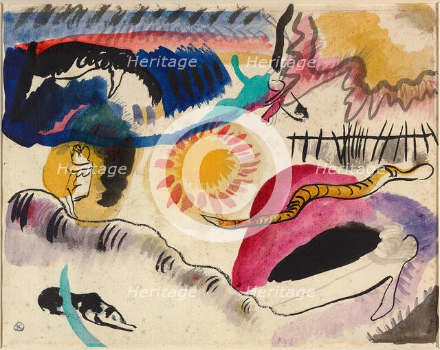 Watercolor No. 3 (Love garden), 1911-1912. Creator: Kandinsky, Wassily Vasilyevich (1866-1944).