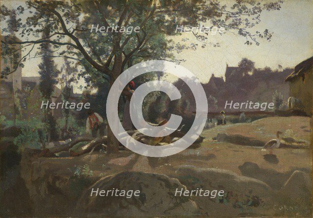 Peasants under the Trees at Dawn, c. 1843. Artist: Corot, Jean-Baptiste Camille (1796-1875)