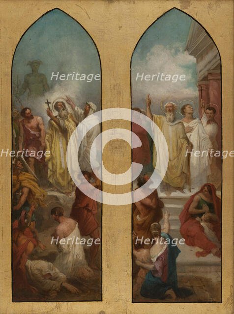 Esquisse pour l'église Saint-Bernard-de-la-Chapelle : Sainte Denis prêchant. Martyre..., 1866. Creator: Charles Adolphe Bonnegrace.
